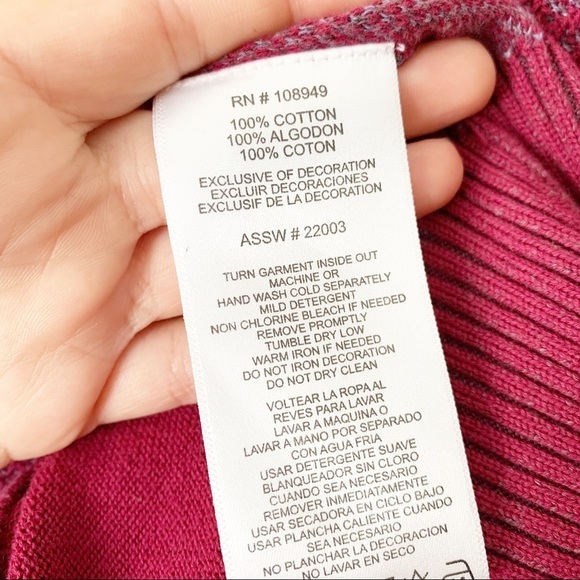 Alex Cannon Men’s XL Burgundy Subtle Chevron 1/4 Zip Sweater - Picture 4 of 5